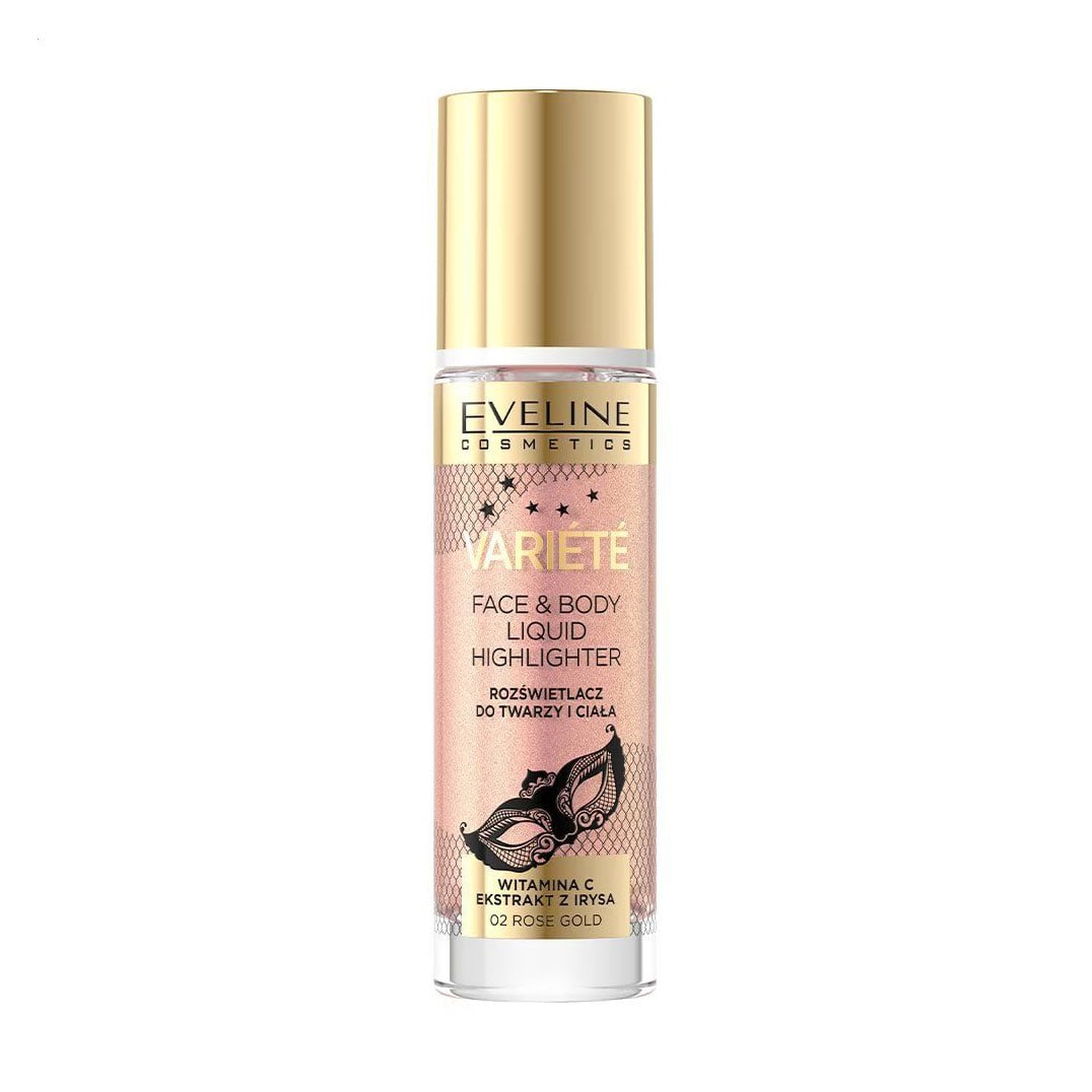 Рідкий хайлайтер для обличчя та тіла Eveline Cosmetics Variete Face &amp; Body Liquid Highlighter 02 Rose Gold, 30 мл